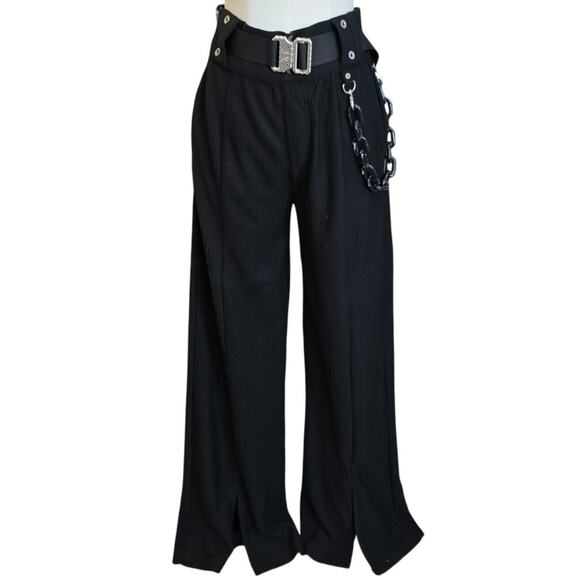 Women's NWT Black Boss Lady Buckle Pants UK 10 / US 6 - Picture 1 of 7